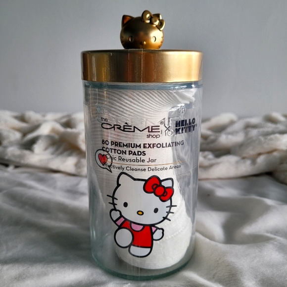 Hello Kitty Other - 🚫SOLD🚫The Crème Shop x Hello Kitty Reusable Glass Jar w/Cotton Pads